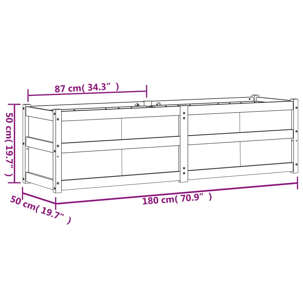 vidaXL Jardinière blanc 180x50x50 cm bois de pin massif