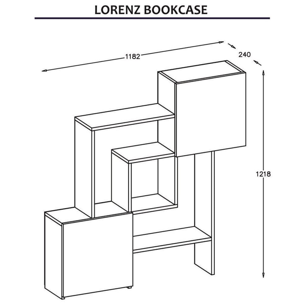 Homemania Étagère à livres Lorenz 118,2x24x121,8 cm Blanc et noyer