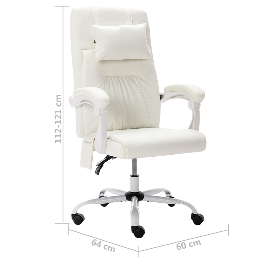 vidaXL Chaise de bureau de massage Blanc Similicuir