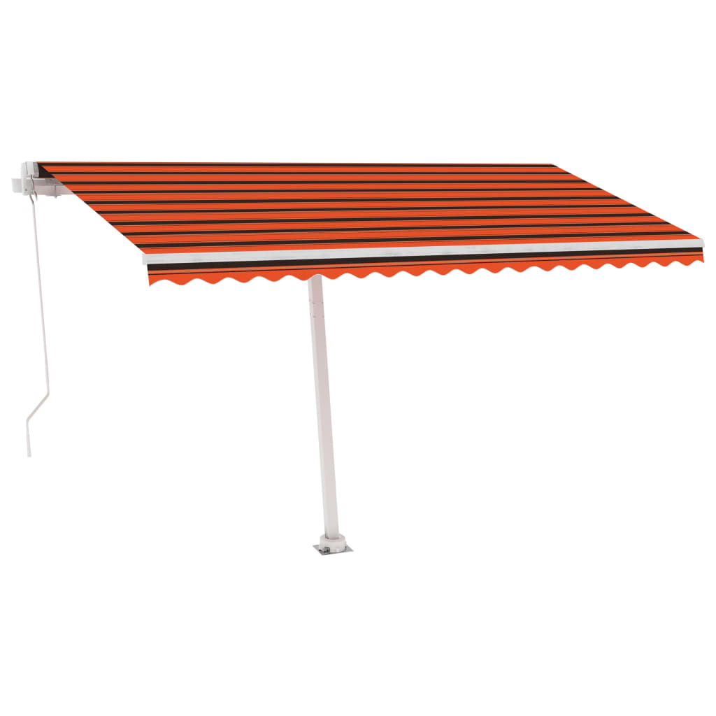 vidaXL Auvent manuel rétractable avec LED 450x350 cm Orange et marron