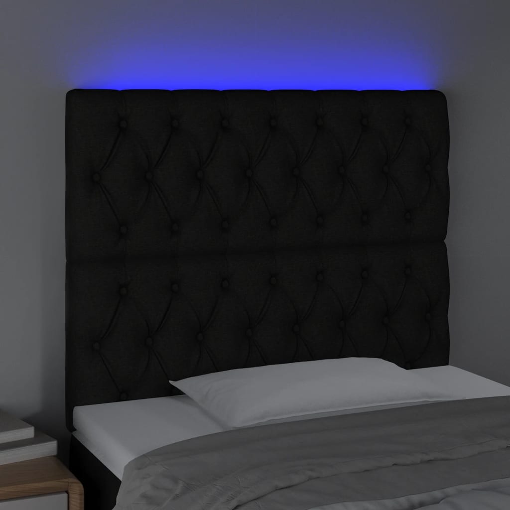 vidaXL Tête de lit à LED Noir 100x7x118/128 cm Tissu