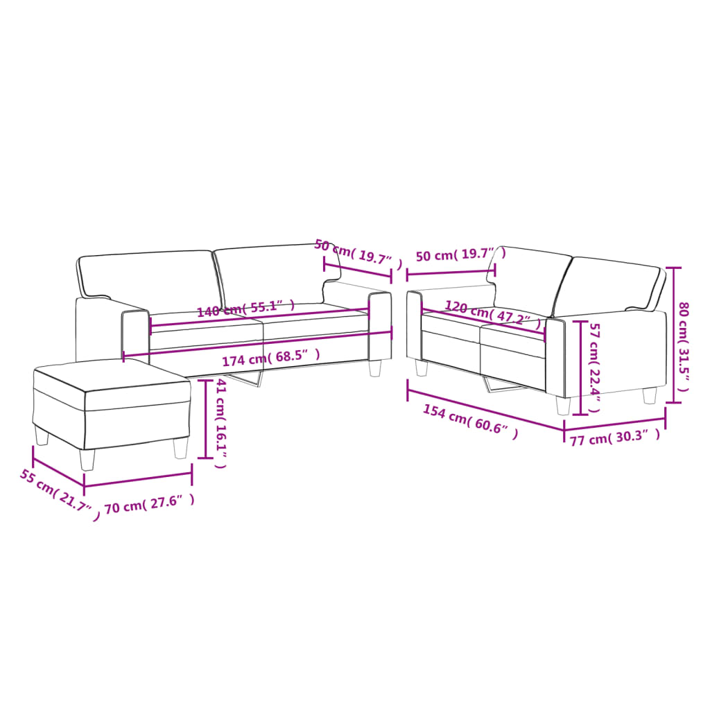 vidaXL Ensemble de canapés 3 pcs gris similicuir