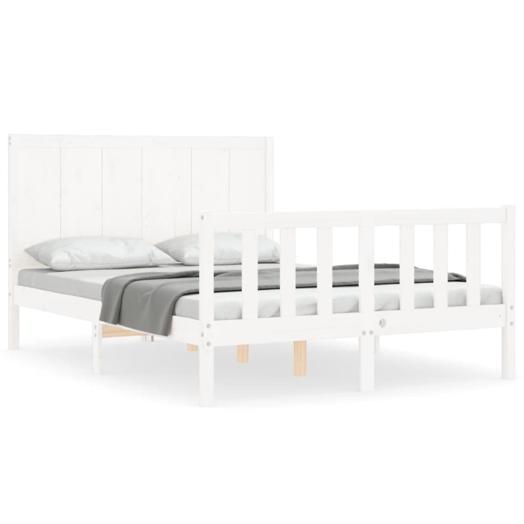 vidaXL Cadre de lit sans matelas blanc 140x190 cm bois de pin massif