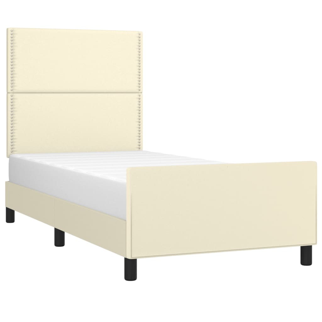 vidaXL Cadre de lit avec tête de lit Crème 80x200 cm Similicuir