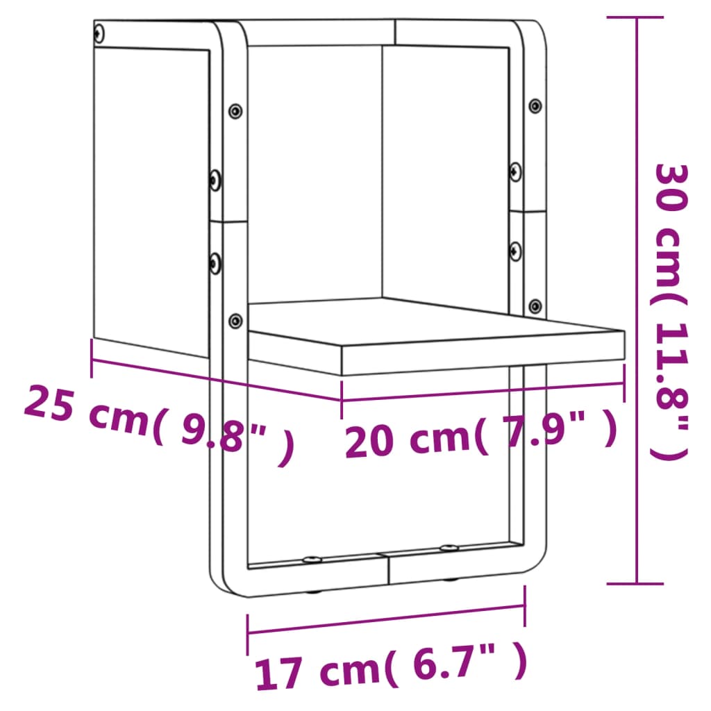 vidaXL Étagère murale avec barre chêne marron 20x25x30 cm