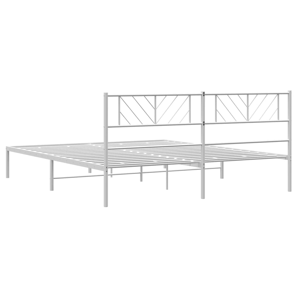 vidaXL Cadre de lit métal sans matelas et tête de lit blanc 200x200 cm