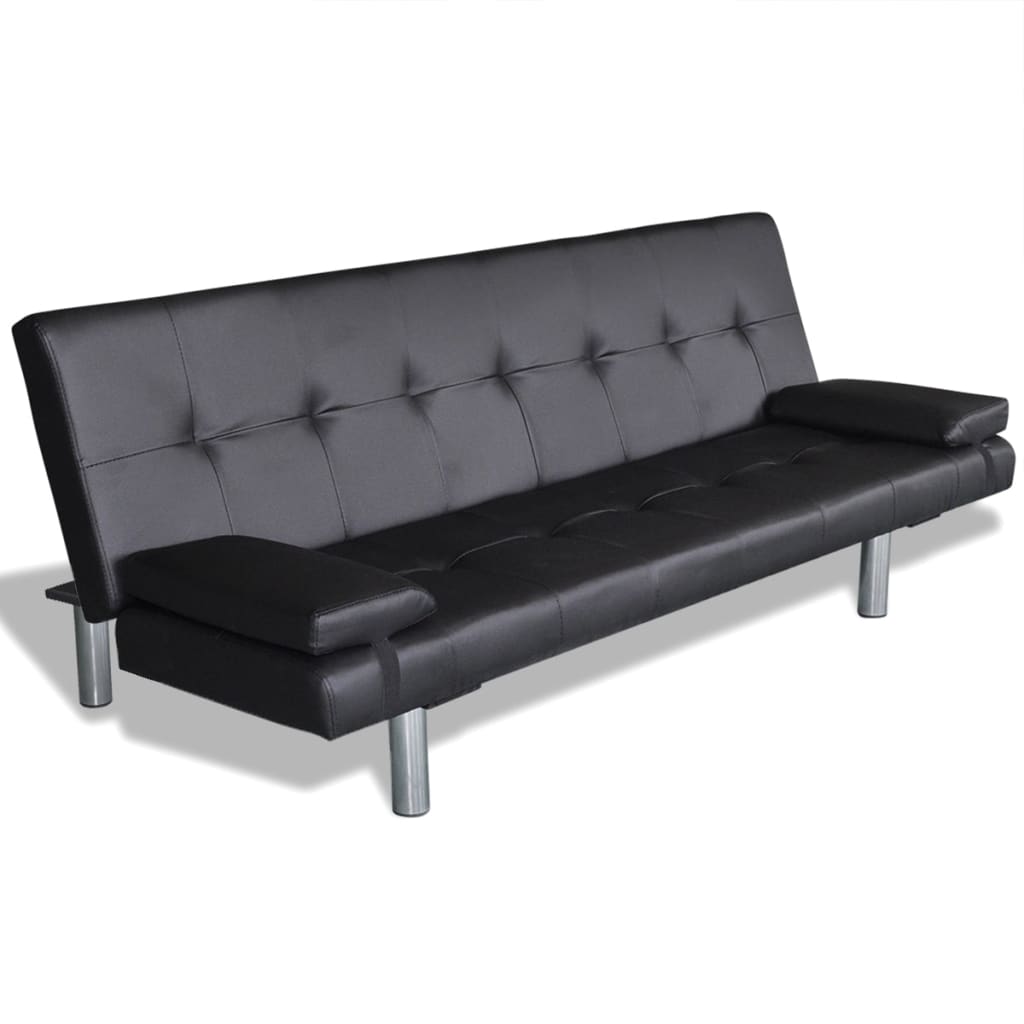 vidaXL Canapé-lit réglable avec deux oreillers Similicuir Noir