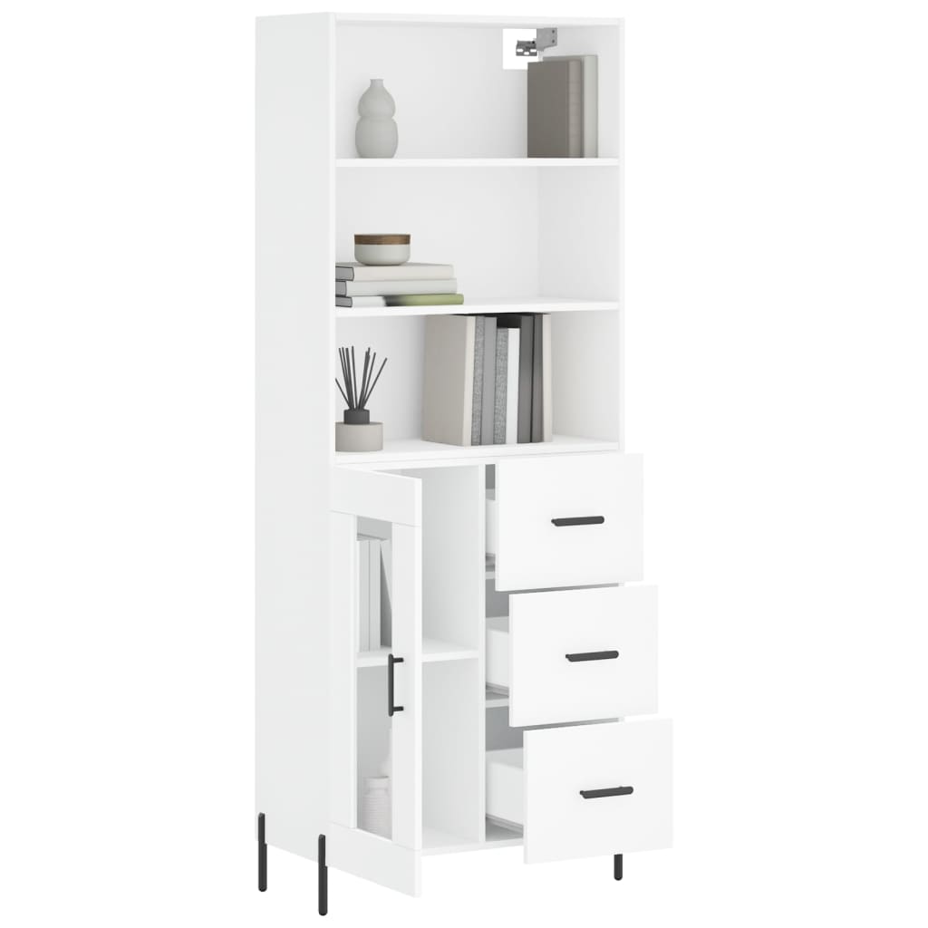 vidaXL Buffet haut Blanc 69,5x34x180 cm Bois d'ingénierie