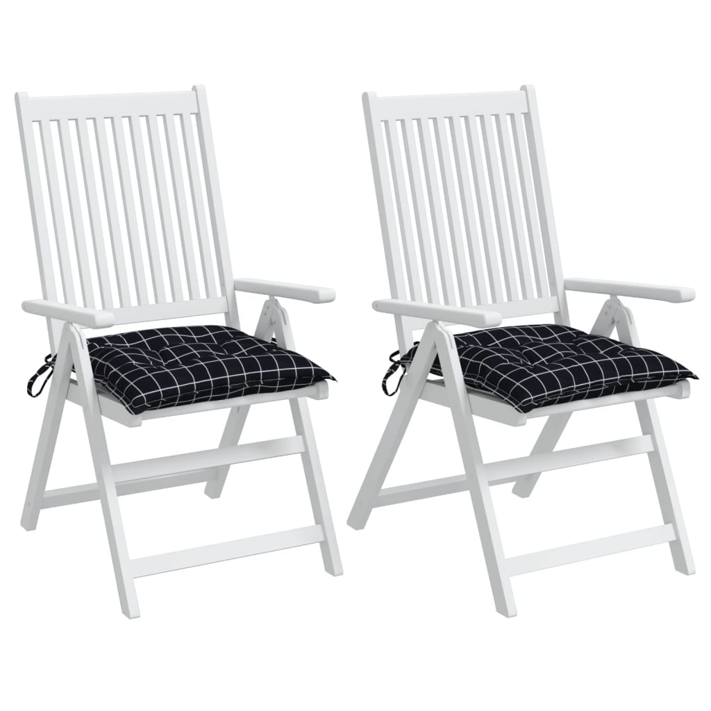 vidaXL Coussins de chaise lot de 2 carreaux noir 40x40x7 cm tissu