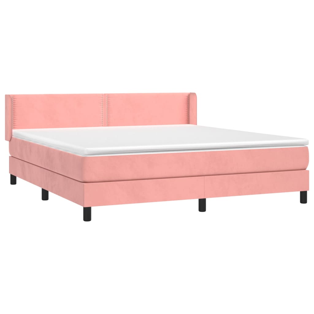 vidaXL Sommier à lattes de lit avec matelas Rose 160x200 cm Velours