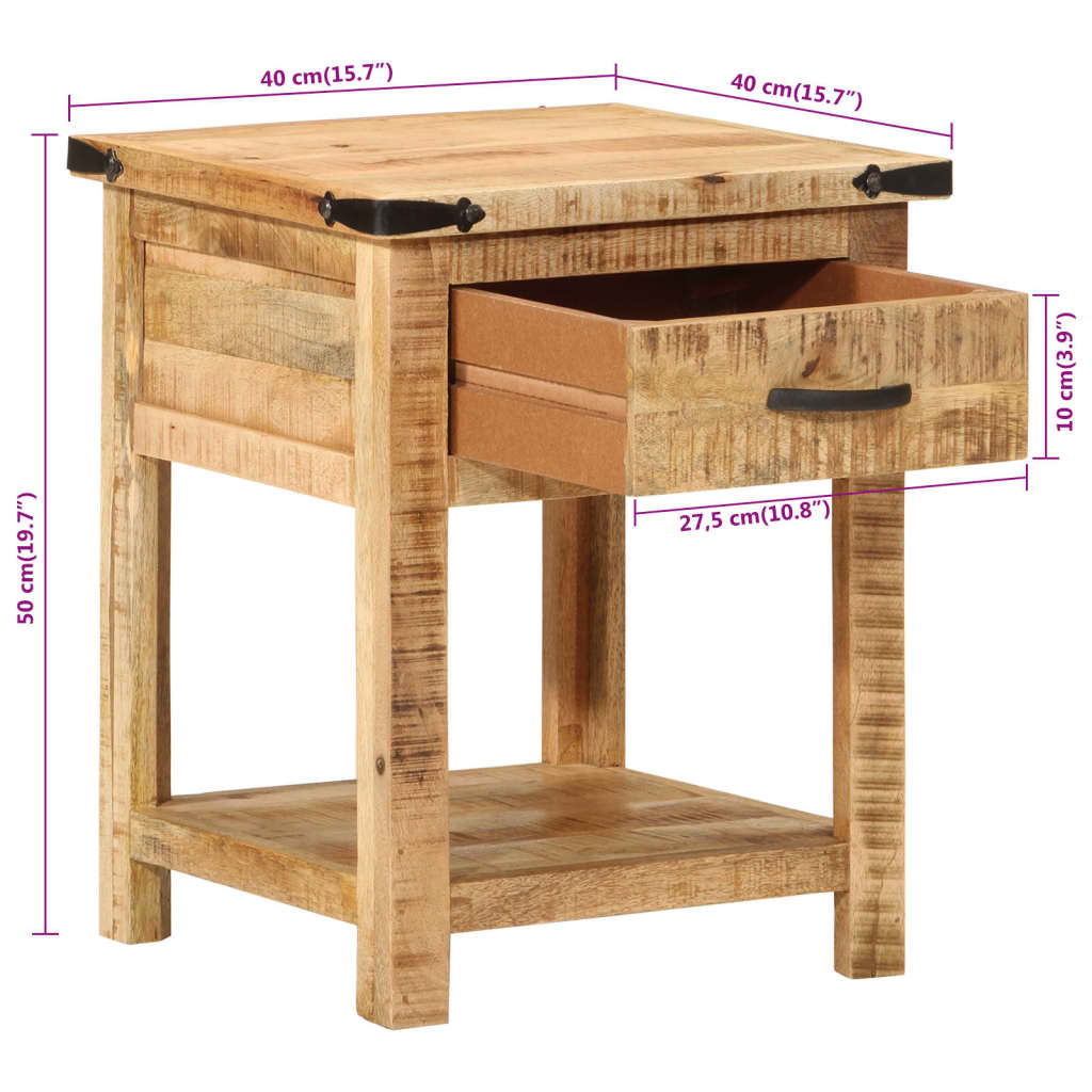 vidaXL Table de chevet 40x40x50 cm bois de manguier massif