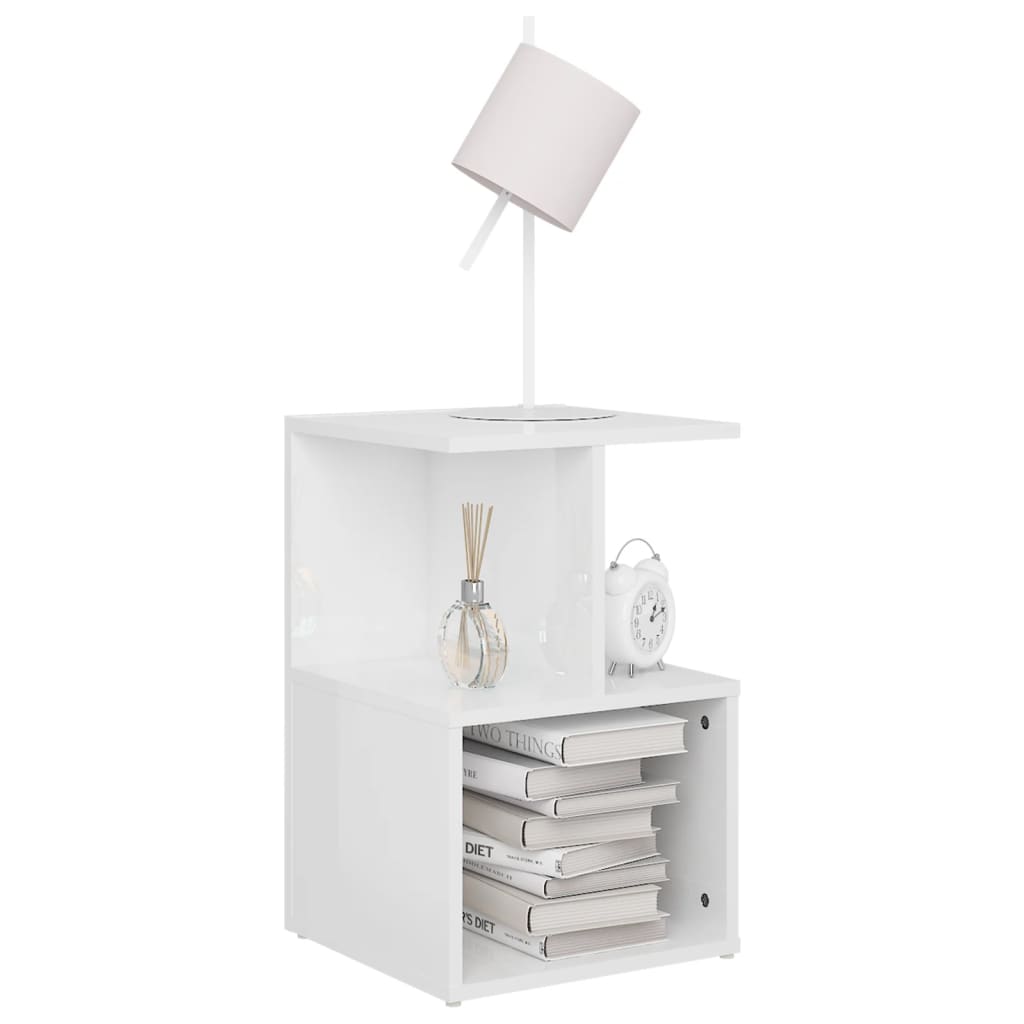 vidaXL Table de chevet blanc brillant 35x35x55 cm bois d'ingénierie