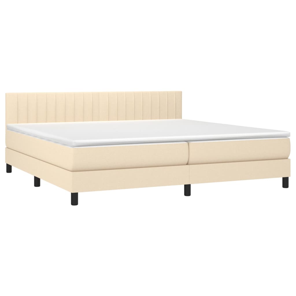 vidaXL Sommier à lattes de lit avec matelas Crème 200x200 cm Tissu