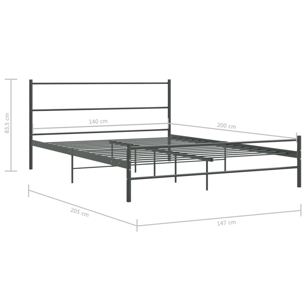 vidaXL Cadre de lit sans matelas gris métal 140x200 cm