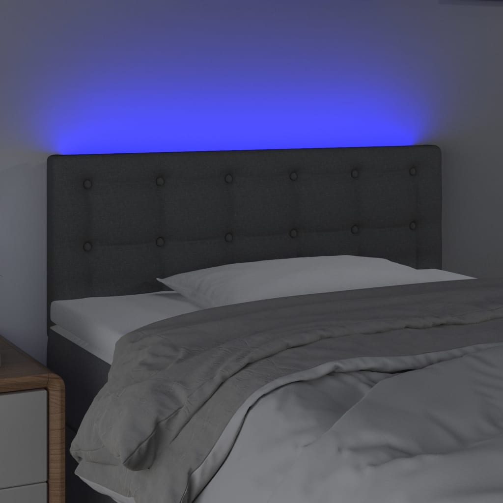vidaXL Tête de lit à LED Gris foncé 100x5x78/88 cm Tissu