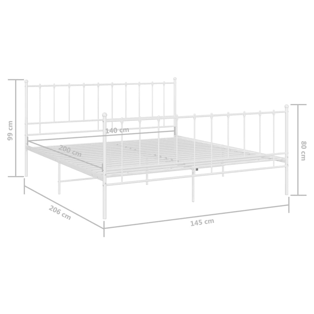 vidaXL Cadre de lit sans matelas blanc métal 140x200 cm