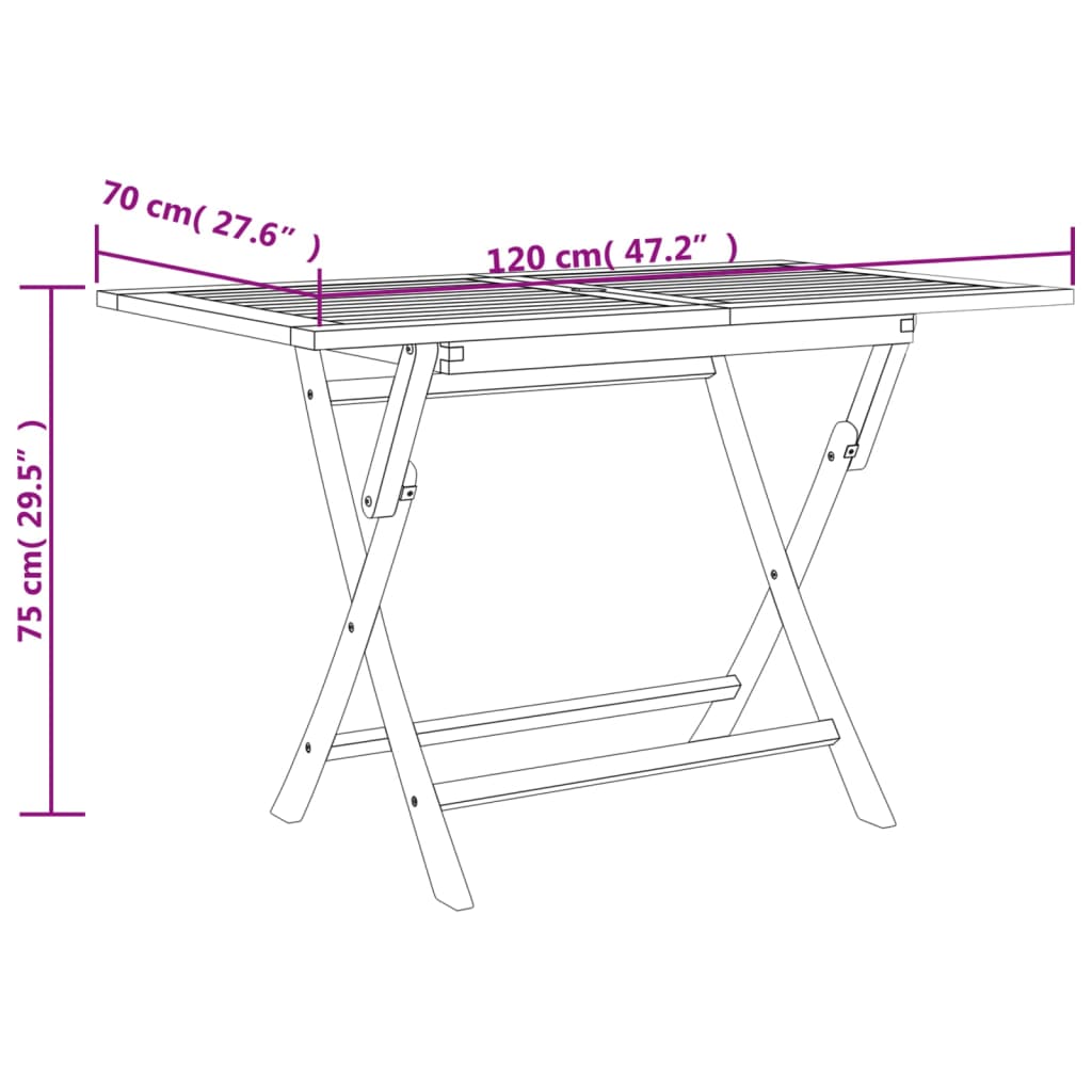 vidaXL Table de jardin pliante gris 120x70x75 cm bois de teck solide