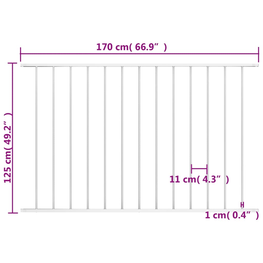 vidaXL Panneau de clôture Acier enduit de poudre 1,7x1,25 m Blanc