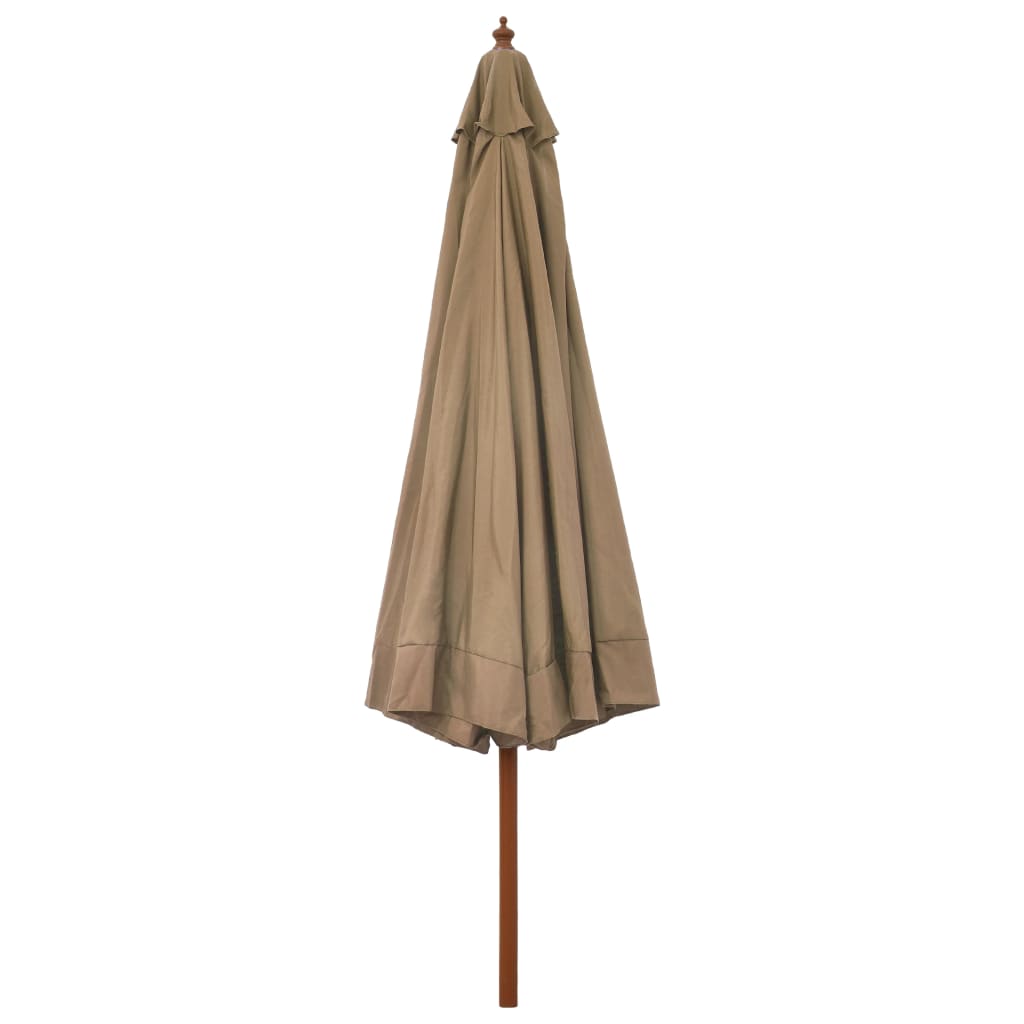 vidaXL Parasol d'extérieur avec mât en bois 330 cm Taupe