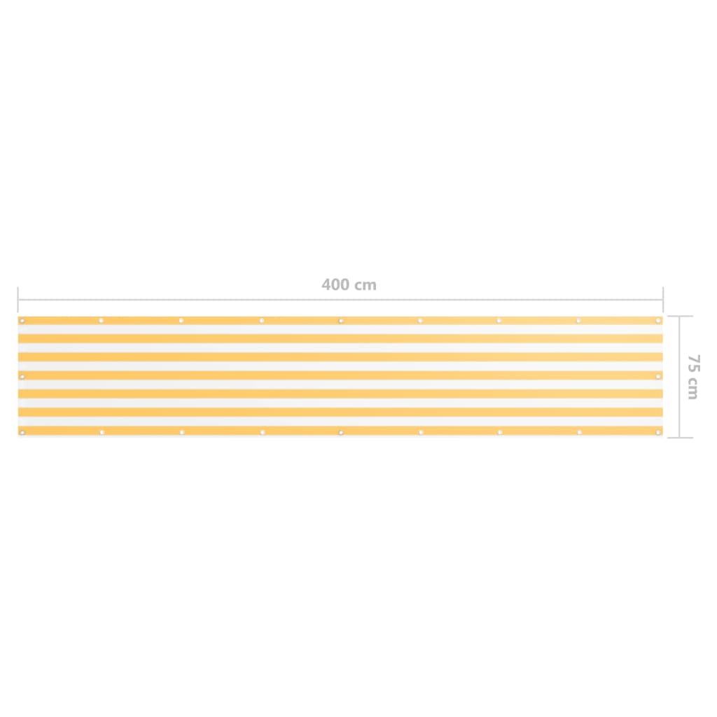 vidaXL Écran de balcon Blanc et jaune 75x400 cm Tissu Oxford