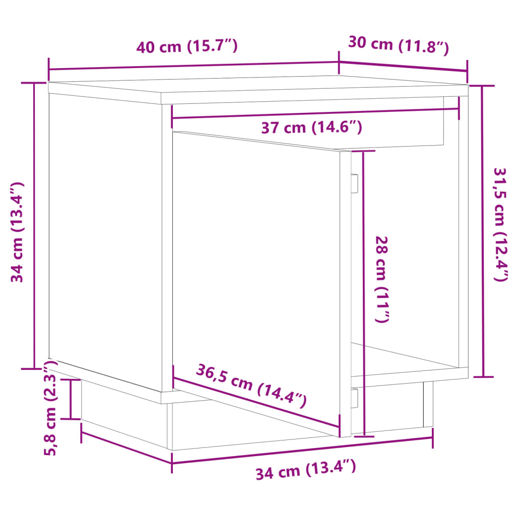 vidaXL Tables de chevet 2 pcs Noir 40x30x40 cm Bois de pin solide