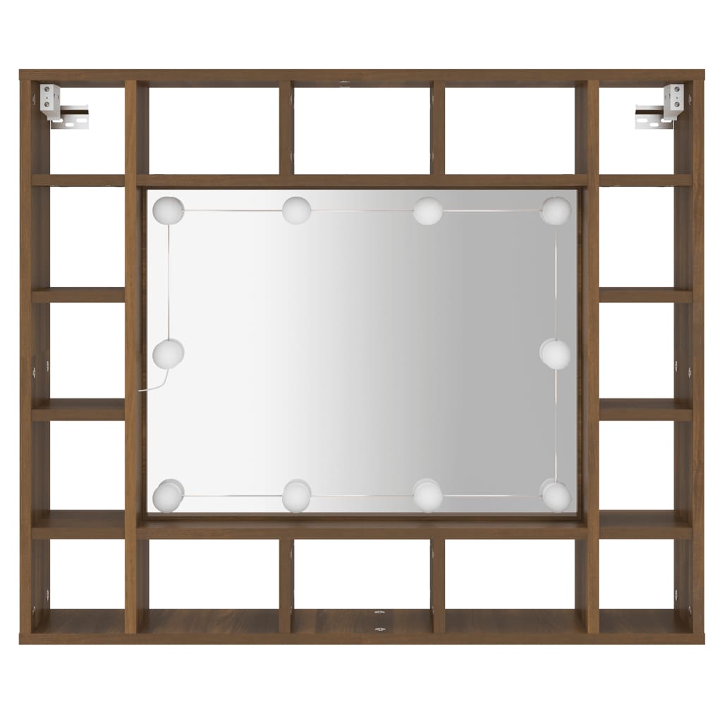 vidaXL Armoire à miroir avec LED Chêne marron 91x15x76,5 cm