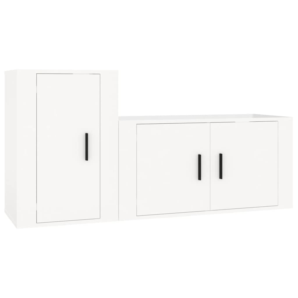 vidaXL Ensemble de meubles TV 2 pcs blanc brillant bois d'ingénierie