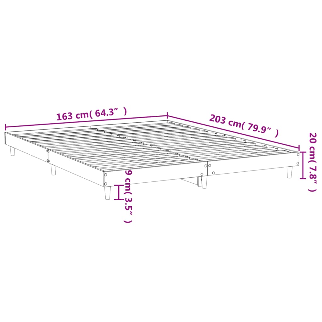 vidaXL Cadre de lit sans matelas chêne fumé 160x200 cm bois ingénierie