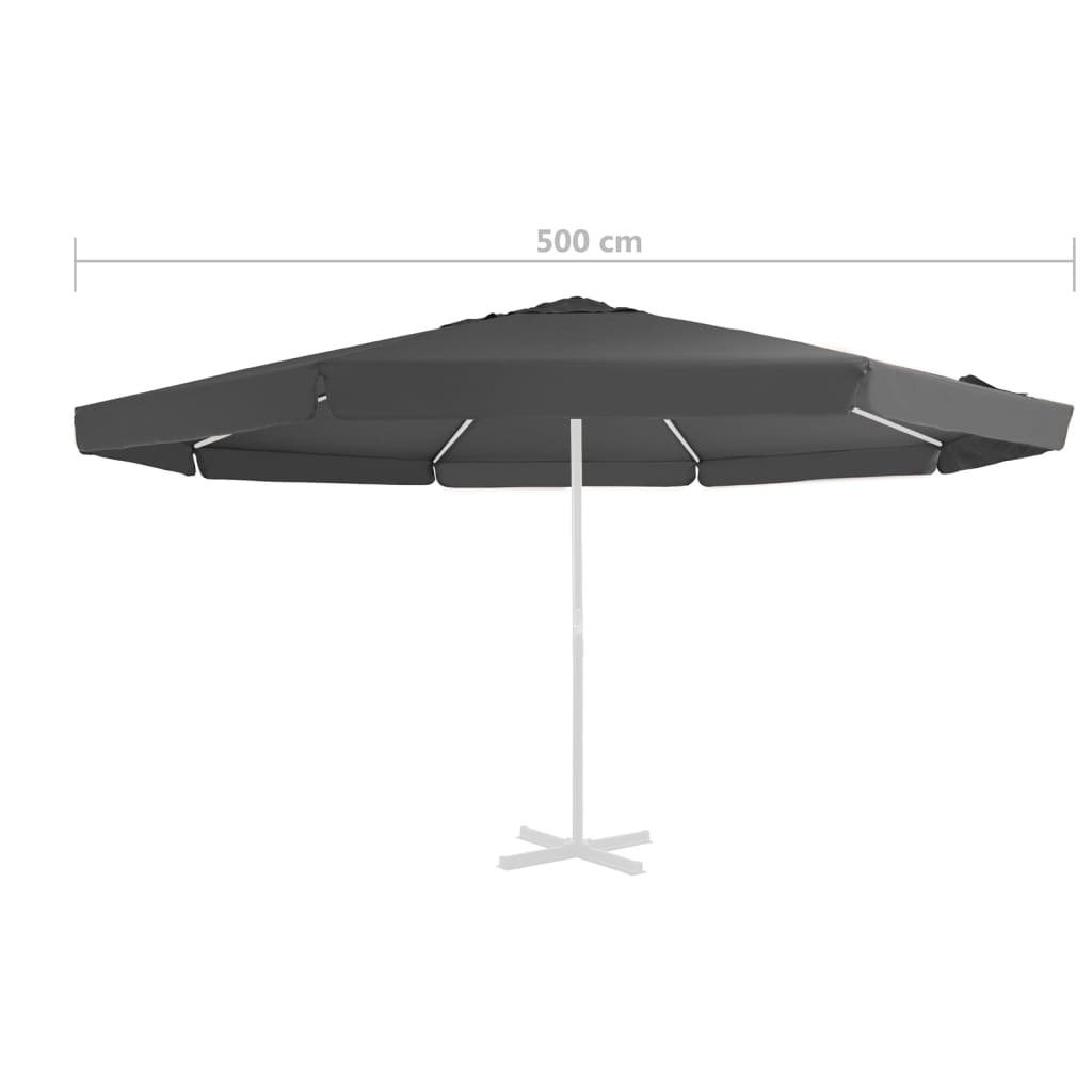 vidaXL Tissu de remplacement pour parasol d'extérieur Anthracite 500cm