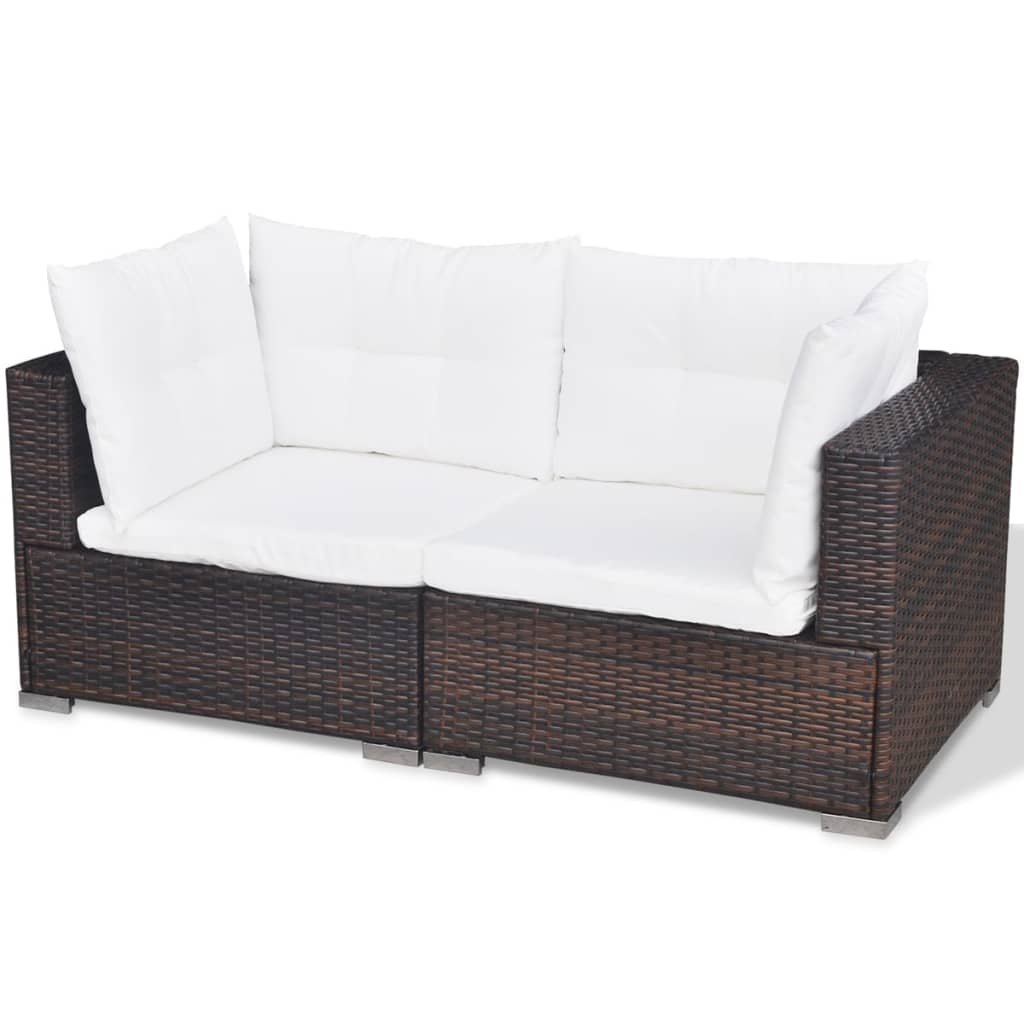 vidaXL Salon de jardin avec coussins 5 pcs Résine tressée Marron