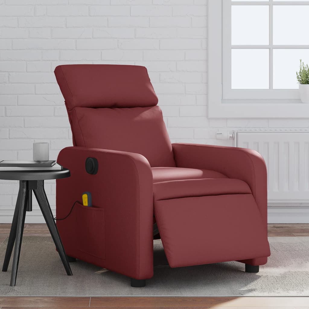 vidaXL Fauteuil de massage inclinable électrique rouge bordeaux