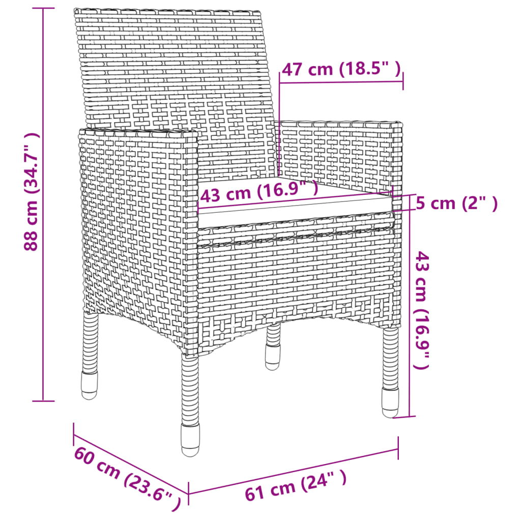 vidaXL Ensemble à manger de jardin coussins 9 pcs Résine tressée Verre