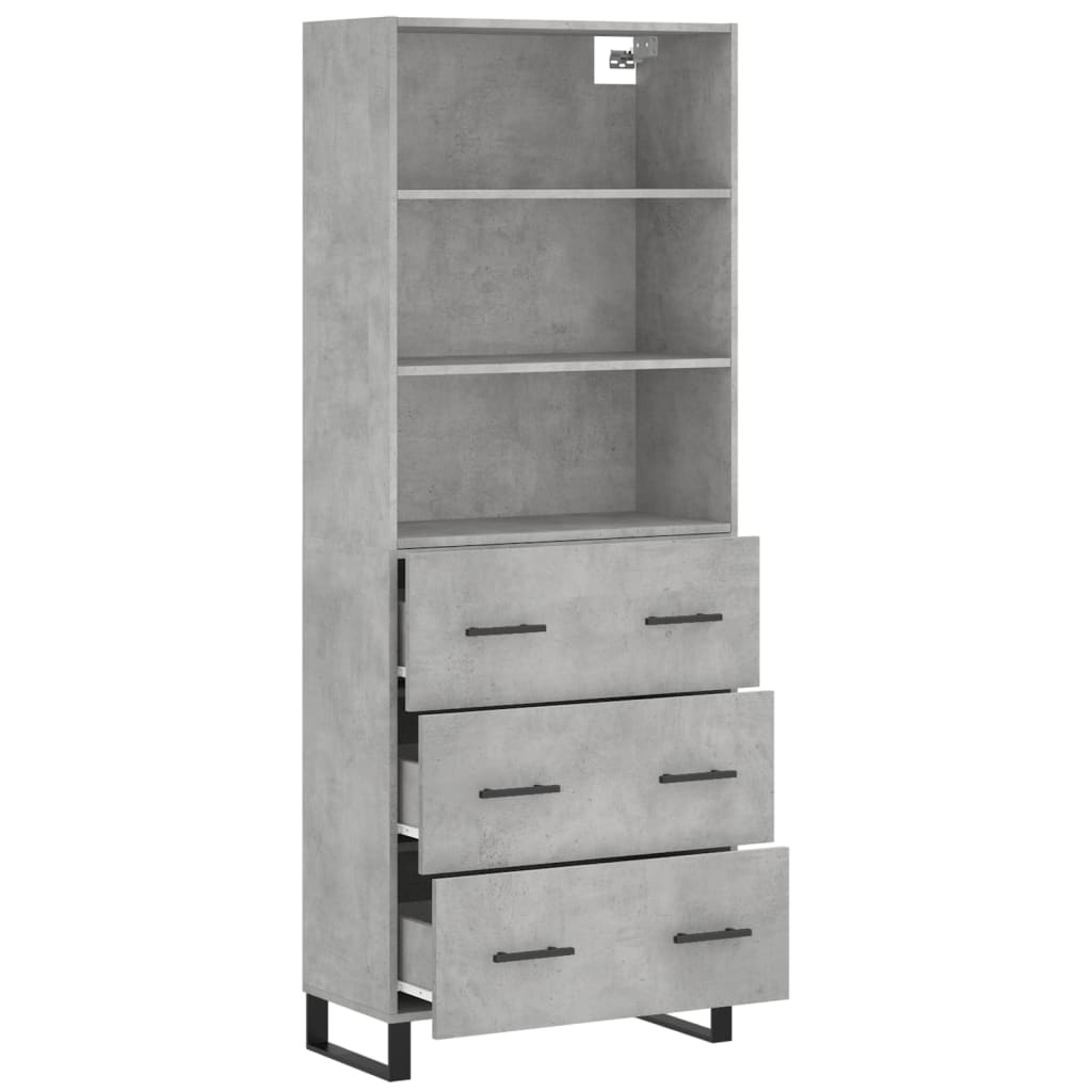 vidaXL Buffet haut Gris béton 69,5x34x180 cm Bois d'ingénierie