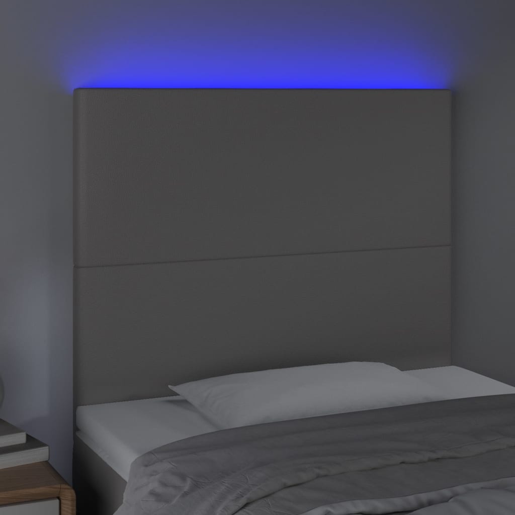 vidaXL Tête de lit à LED Gris 80x5x118/128 cm Similicuir