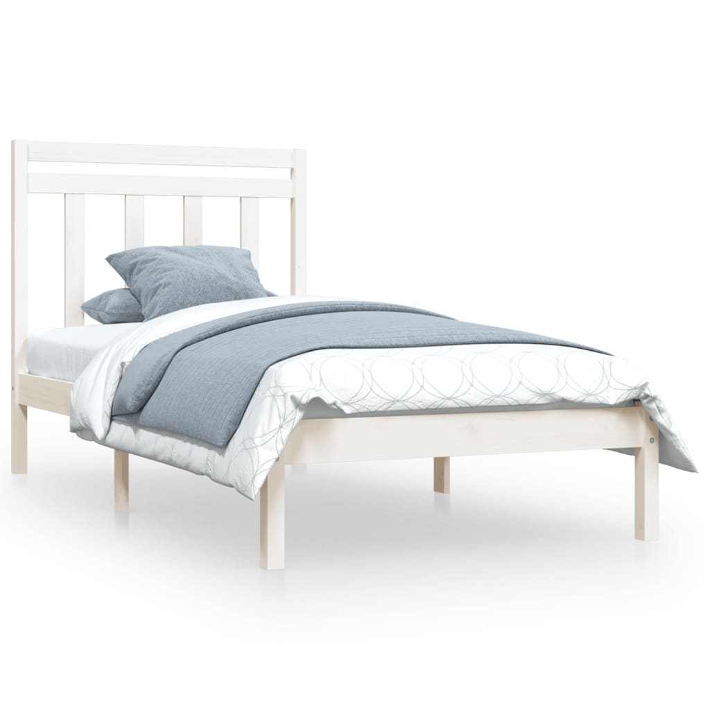 vidaXL Cadre de lit Blanc Bois massif 90x190 cm Simple