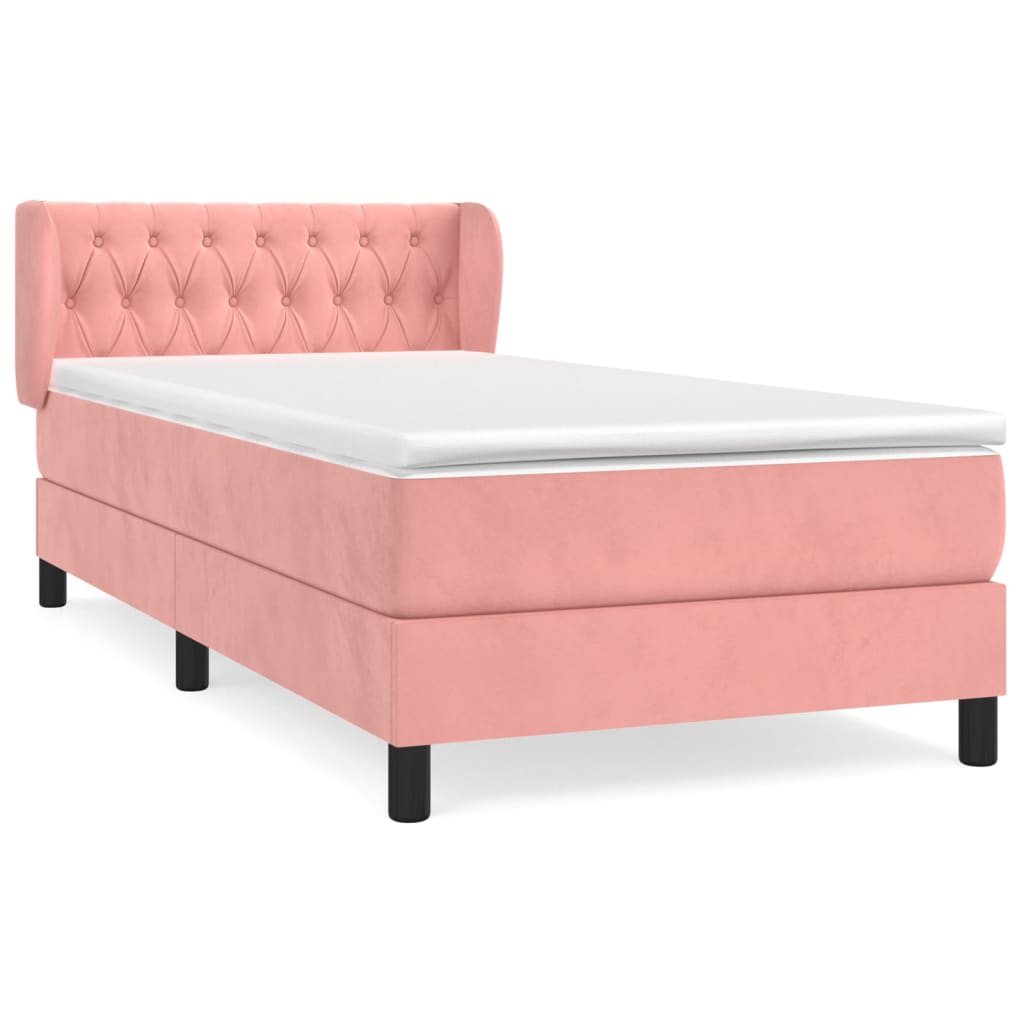 vidaXL Sommier à lattes de lit avec matelas Rose 100x200 cm Velours