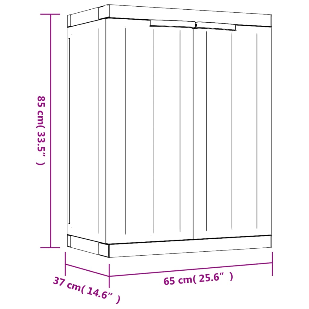 vidaXL Armoire de rangement d'extérieur gris et noir 65x37x85 cm PP