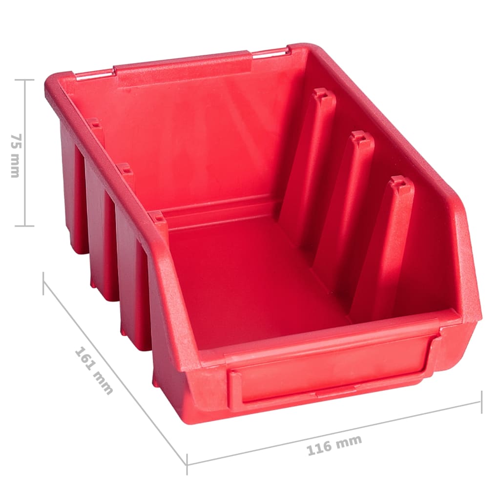vidaXL Kit de bacs de stockage et panneaux muraux 34 pcs Rouge et noir