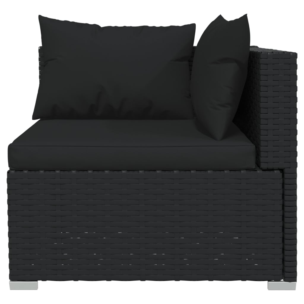 vidaXL Salon de jardin 9 pcs avec coussins Résine tressée Noir