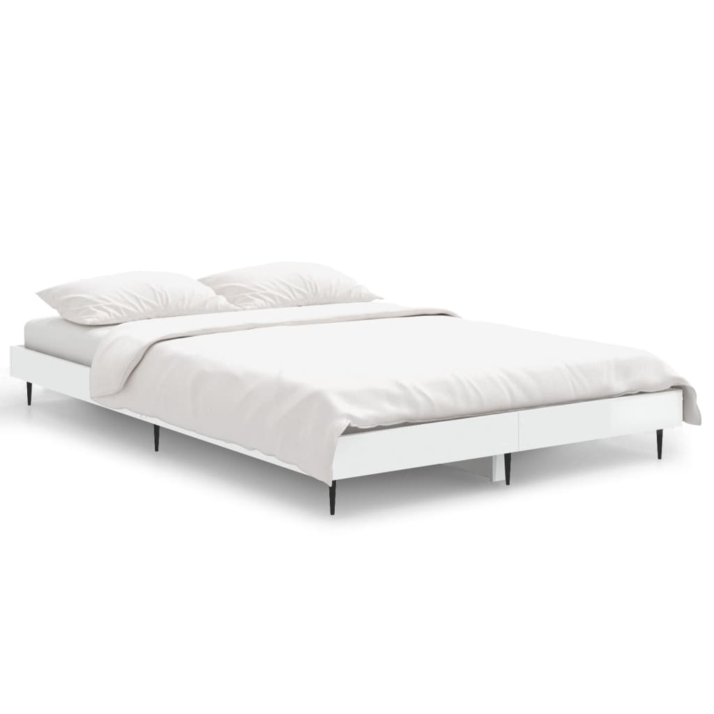 vidaXL Cadre de lit sans matelas blanc brillant 120x190 cm