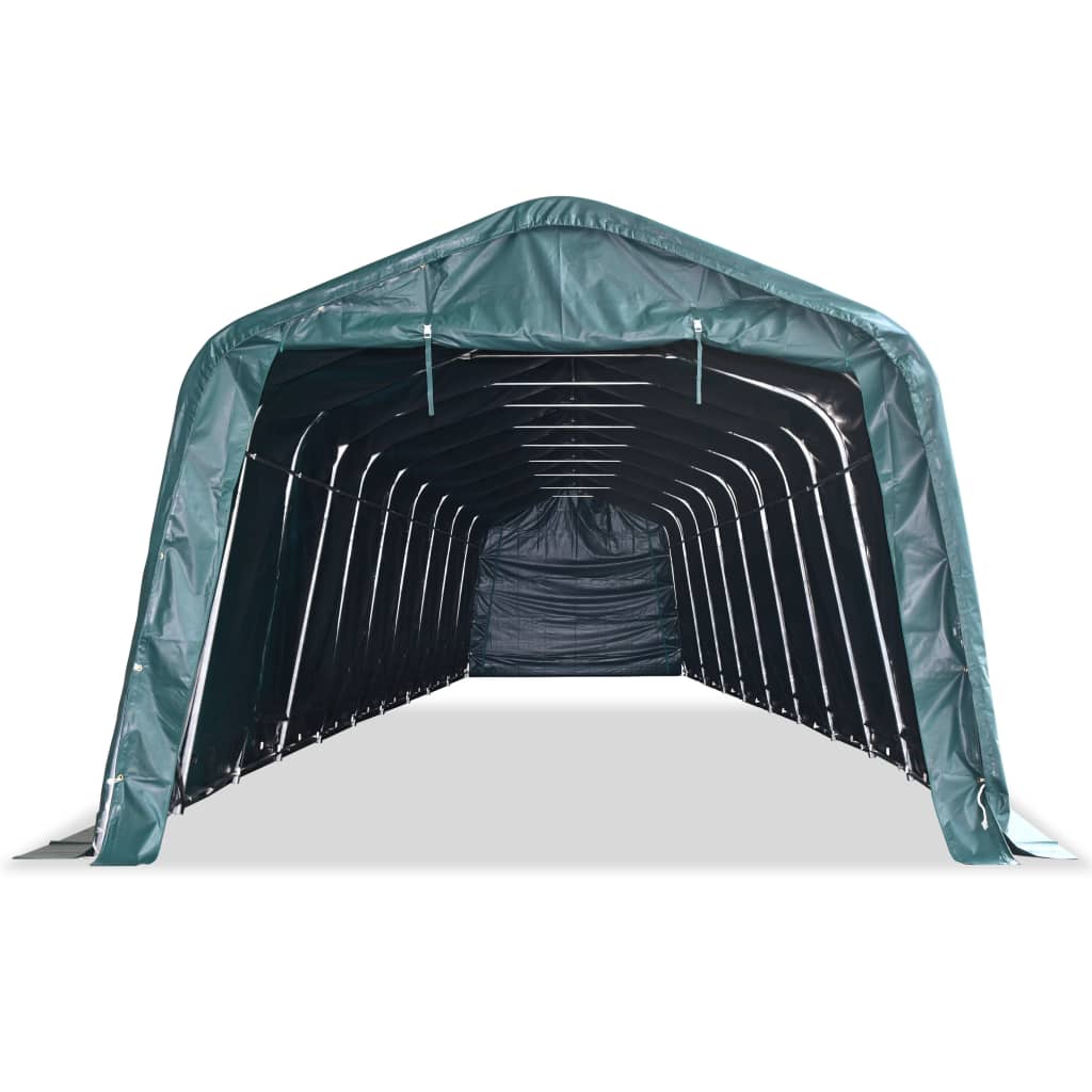 vidaXL Tente amovible pour bétail PVC 550 g/m² 3,3 x 16 m Vert foncé