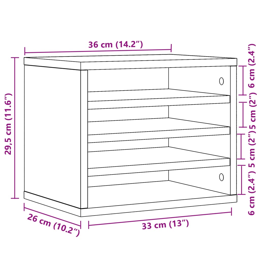 vidaXL Organisateur de bureau chêne sonoma 36x26x29,5 cm