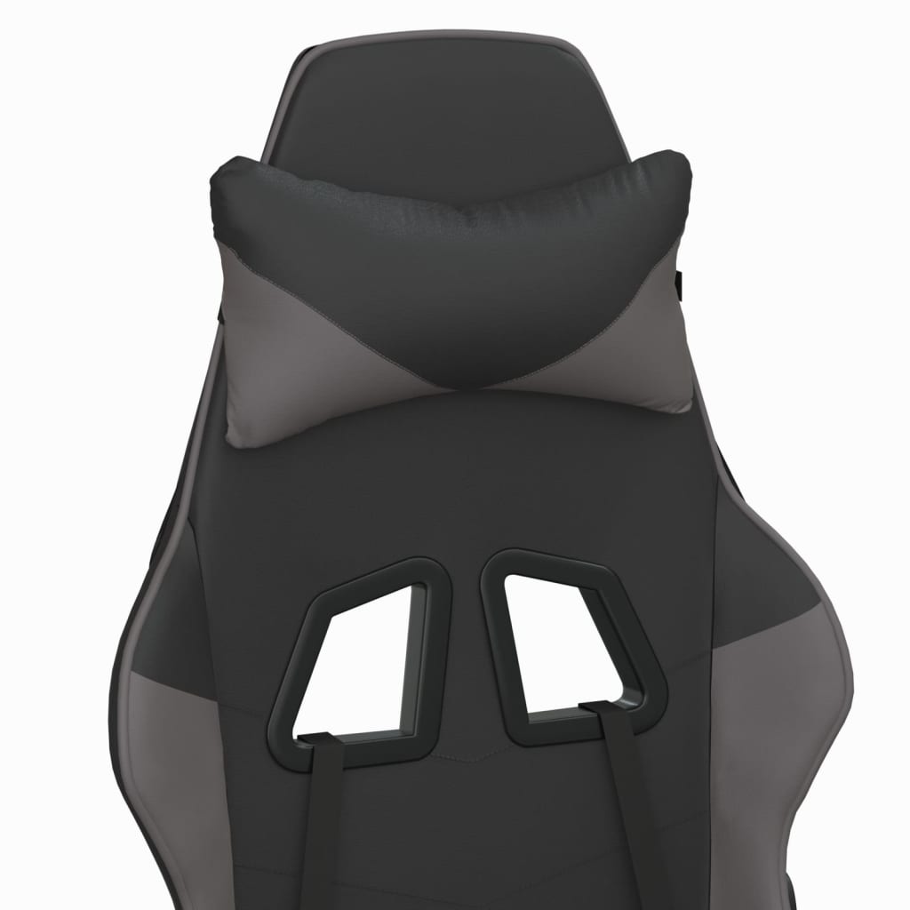 vidaXL Chaise de jeu avec repose-pied Noir et gris Similicuir
