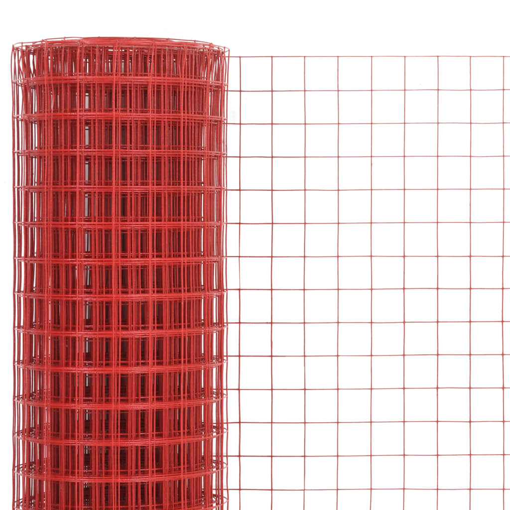 vidaXL Grillage Acier avec revêtement en PVC 25x0,5 m Rouge