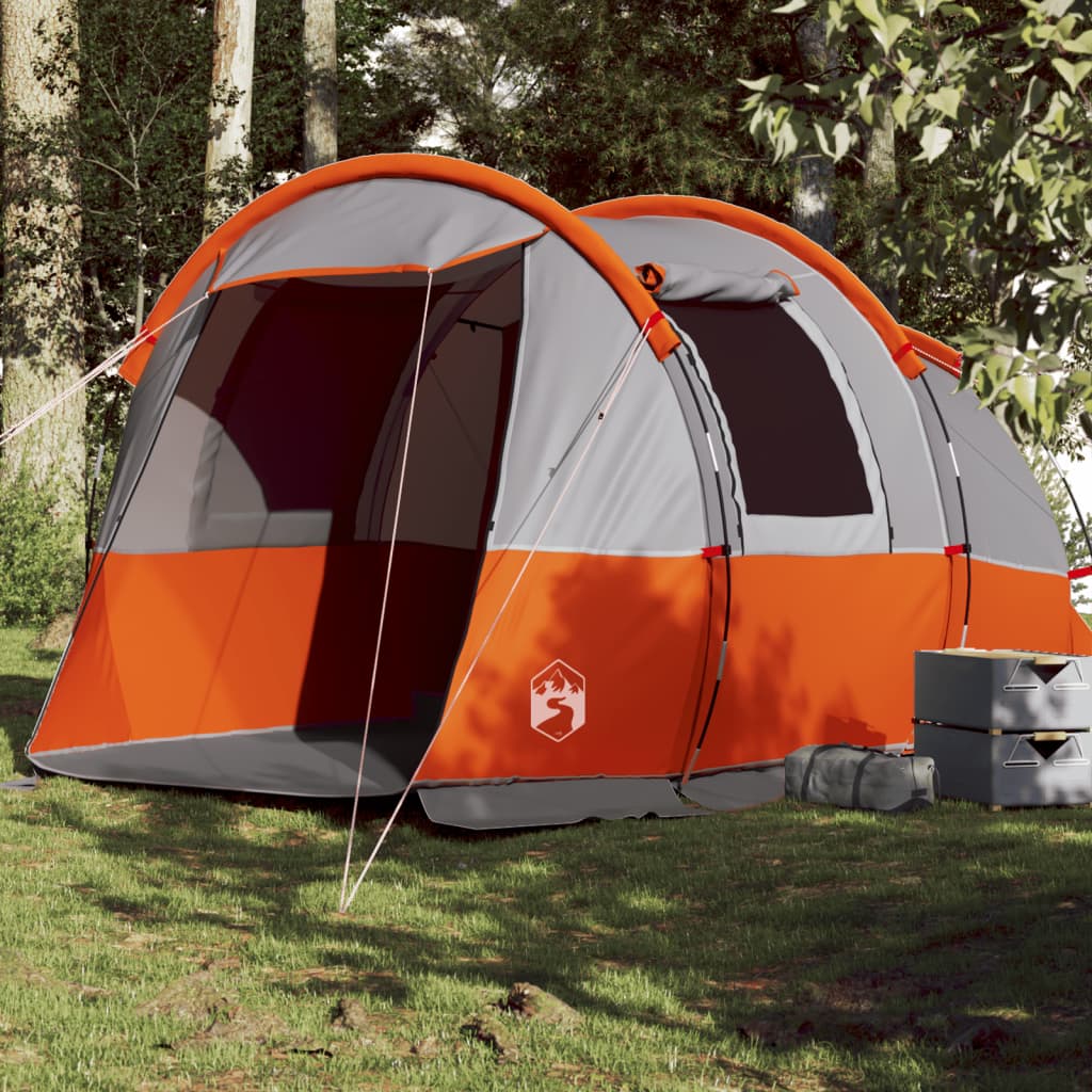 vidaXL Tente de camping tunnel 4 personnes gris et orange imperméable