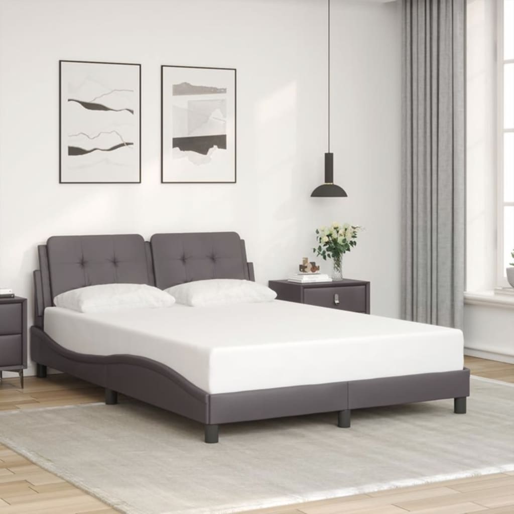 vidaXL Cadre de lit avec LED sans matelas gris 120x200 cm