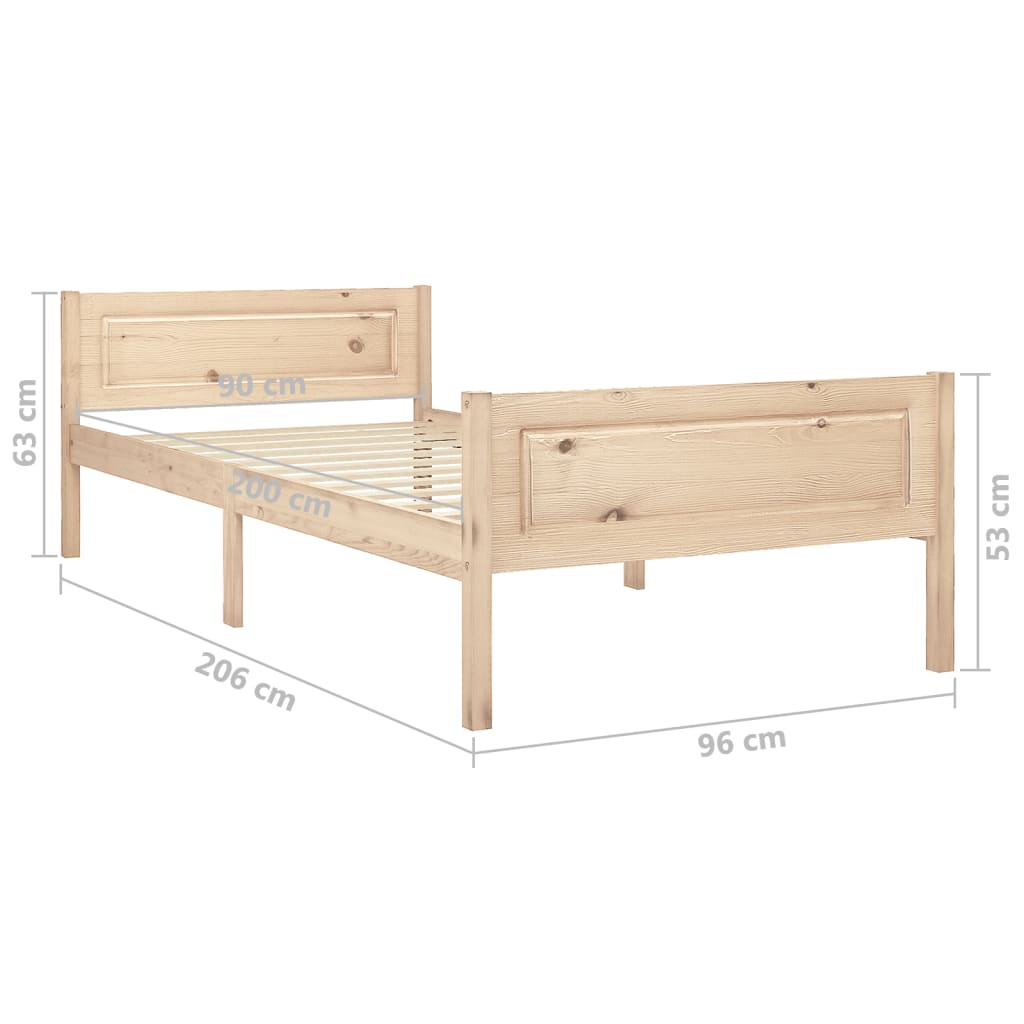 vidaXL Cadre de lit sans matelas bois de pin massif 90x200 cm