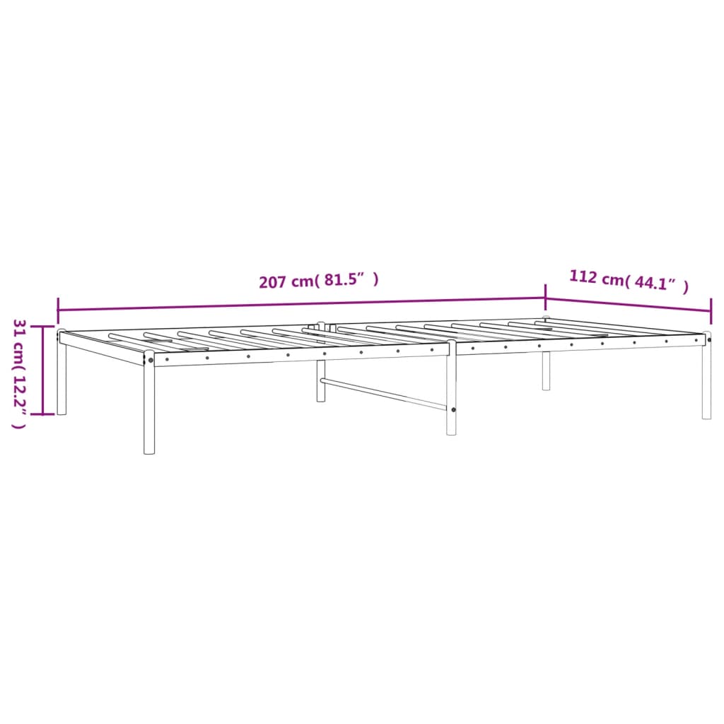 vidaXL Cadre de lit métal sans matelas noir 107x203 cm