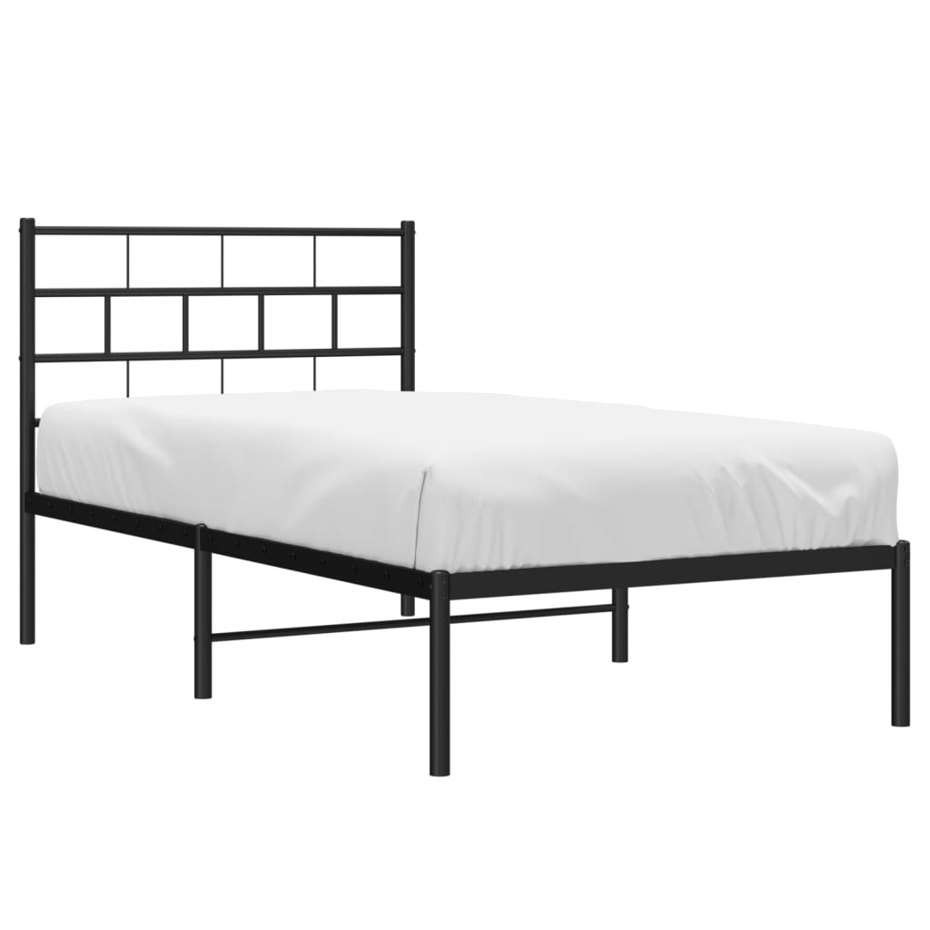 vidaXL Cadre de lit métal sans matelas avec tête de lit noir 100x190cm