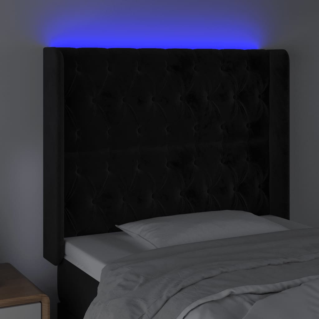 vidaXL Tête de lit à LED Noir 103x16x118/128 cm Velours